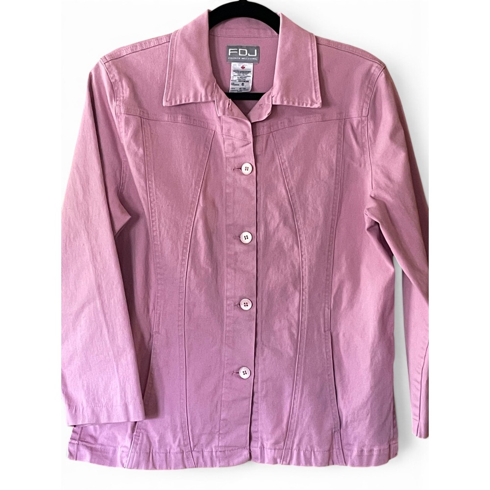 FDJ French Dressing Dusty Pink Stretch Long Denim Jacket Size 6 Everyday Ceremon
